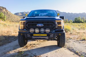 Ford F-150 Front Bumper - DV8 Offroad - Tube, Prerunner - Micro-texture black with gray skid plate accents - `21-`23